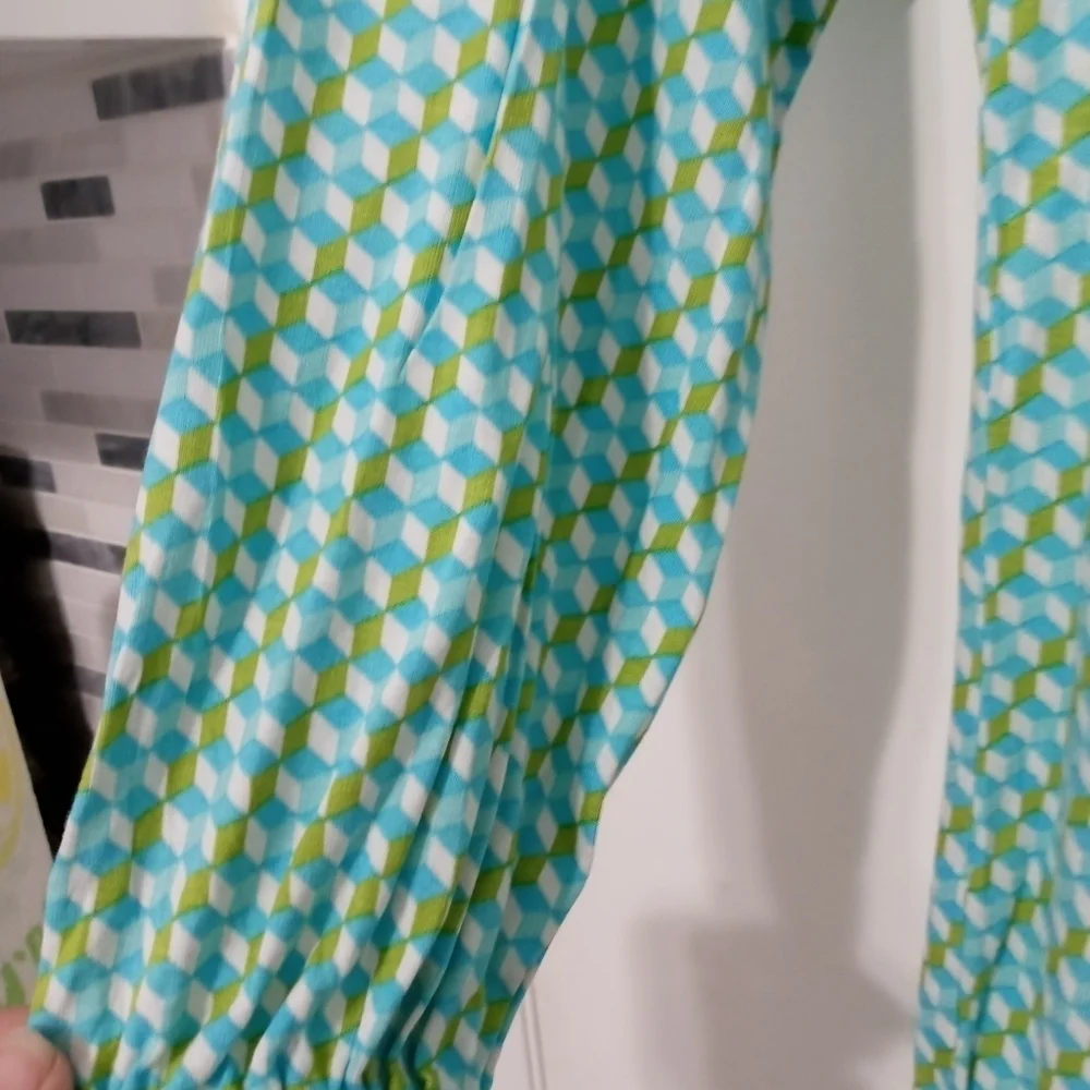 Michael Kors Cold Shoulder Geometric Pattern Blouse with Keyhole Closure